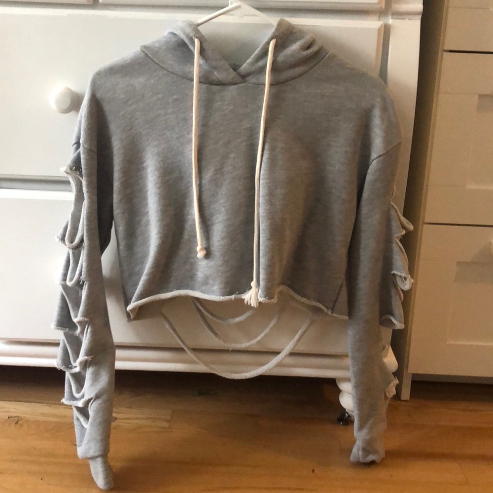 SheIn Gray Cropped Hoodie